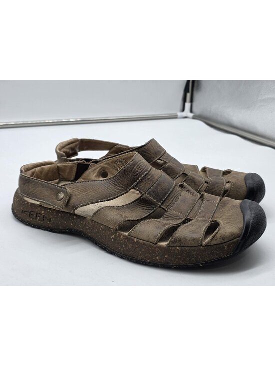 Keen Other - Keen Sandals Shoes Mens Size 10.5 Brown Leather Fisherman Hook Loop Damage